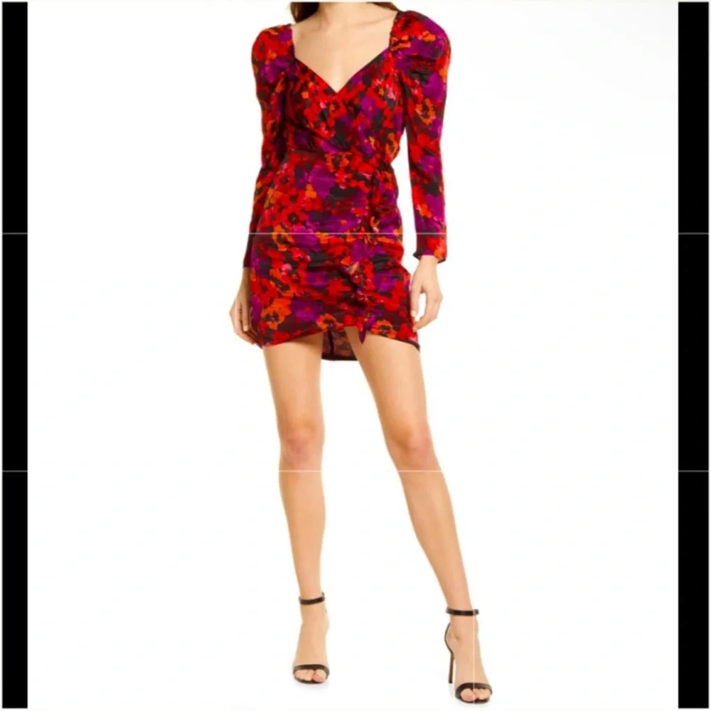 NWT SAYLOR Alouette Painterly Poppy Floral Mini Sweetheart Dress Size Medium - Picture 2 of 14